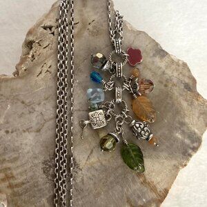 Brighton Venetian Dreams Murano Glass Charms Colorful Tassel Necklace 21" - 23"